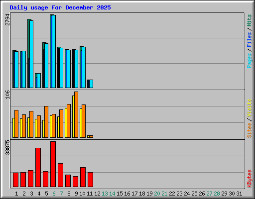 Daily usage for December 2025