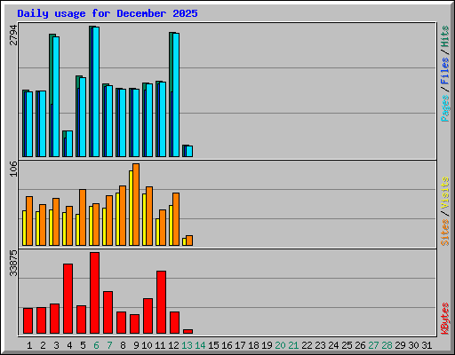 Daily usage for December 2025